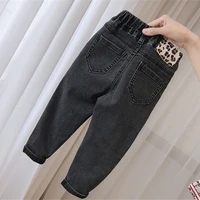 high elasticity cotton spring autumn jeans pants warm for girls children kids trousers clothing teenagers