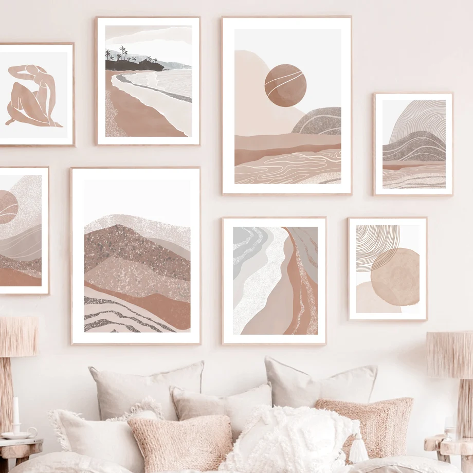 

Mountain Curve Boho Terracotta Wall Art Canvas Painting Nordic Posters And Prints Wall Pictures For Living Room Bohemian Decor