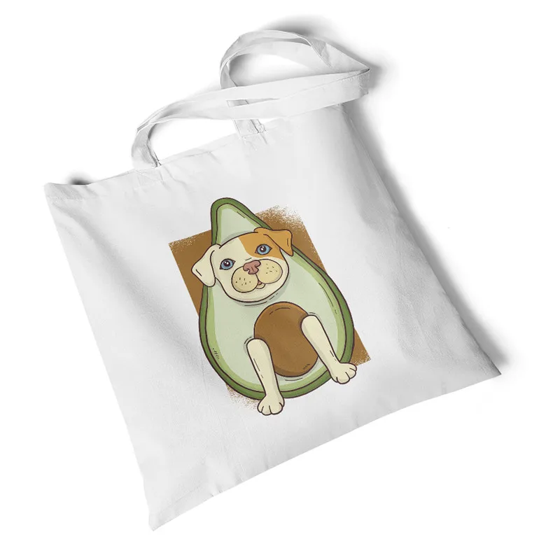 

Focal20 Streetwear Fruit Avocado Print Women Canvas Bag Storage Large Shopping Bag Tote Bag Foldable Reusable Travel Bag Handbag