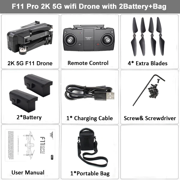 F11 PRO 2K 2B Bag SJRC F11 PRO gps Радиоуправляемый Дрон с 2K широкоугольной камерой дроны 5G Wifi FPV 28 мин бесщеточный летный Квадрокоптер вертолет селфи Дрон - Цвет: F11 PRO 2K 2B Bag