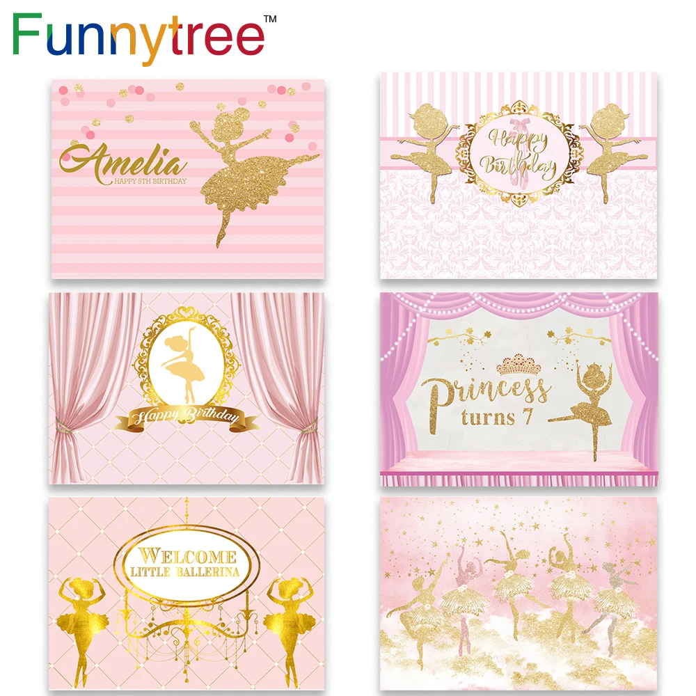Фон для вечерние съемки с изображением балерины на первый день рождения