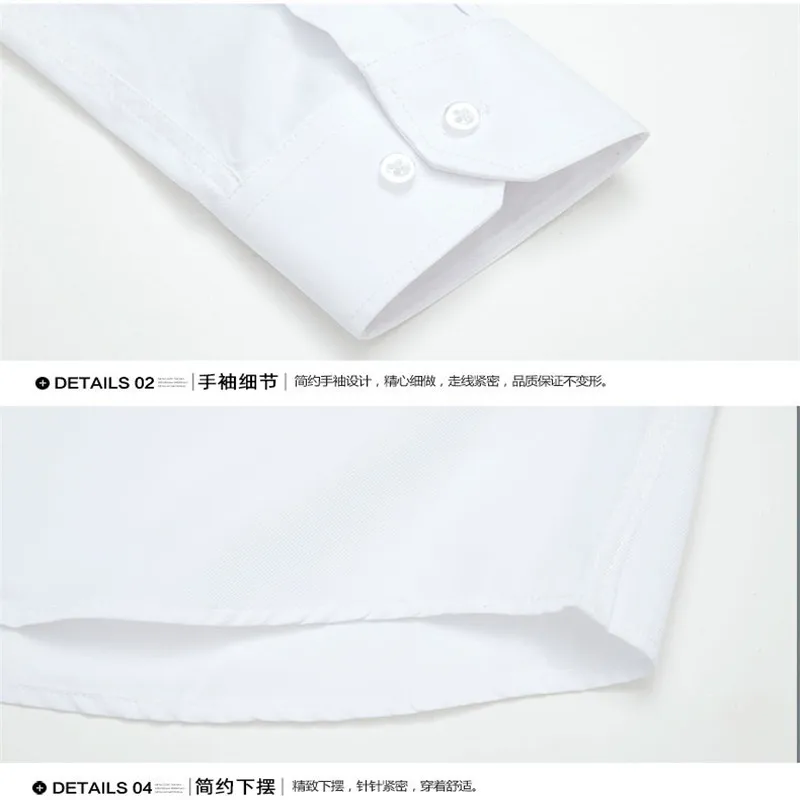 

2020 New Fashion Cotton Long Sleeve Shirt Solid Slim Fit Male Social Casual Business White Black Dress Shirt