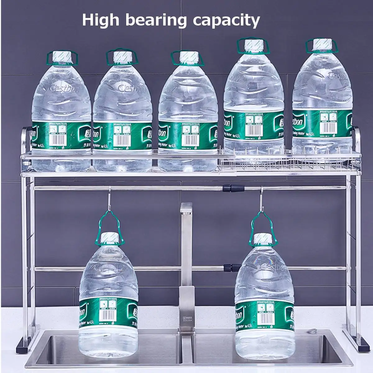 

60-90cm Adjustable Kitchen Shelf Over The Sink Dish Drying Rack Holder 304 Stainless Steel Draining Storage Countertop Organizer