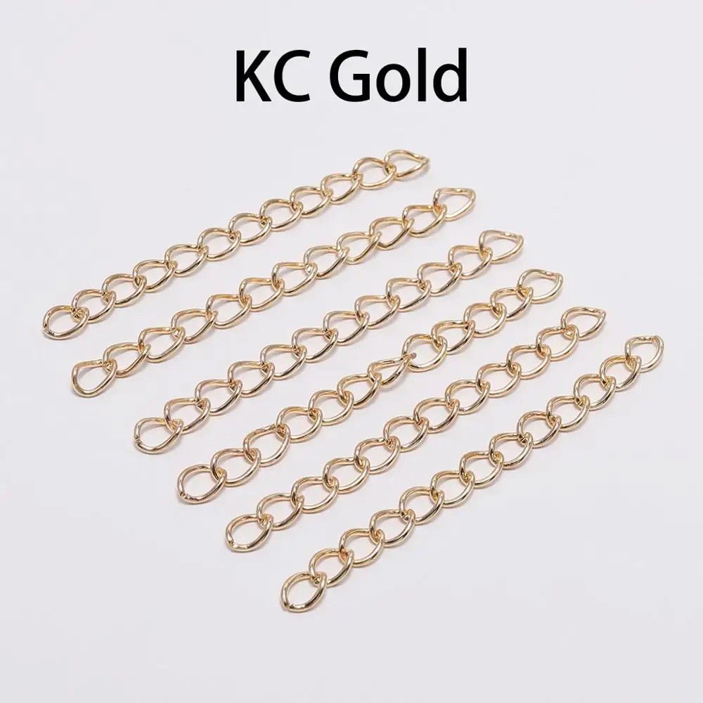 KC Gold 100 шт./лот, 50 мм, 70 мм, серебряное ожерелье, удлиняющая цепь, объемный браслет, удлиняющаяся цепочка, удлиняющая хвост, для самостоятельного изготовления ювелирных изделий - Цвет: KC Gold