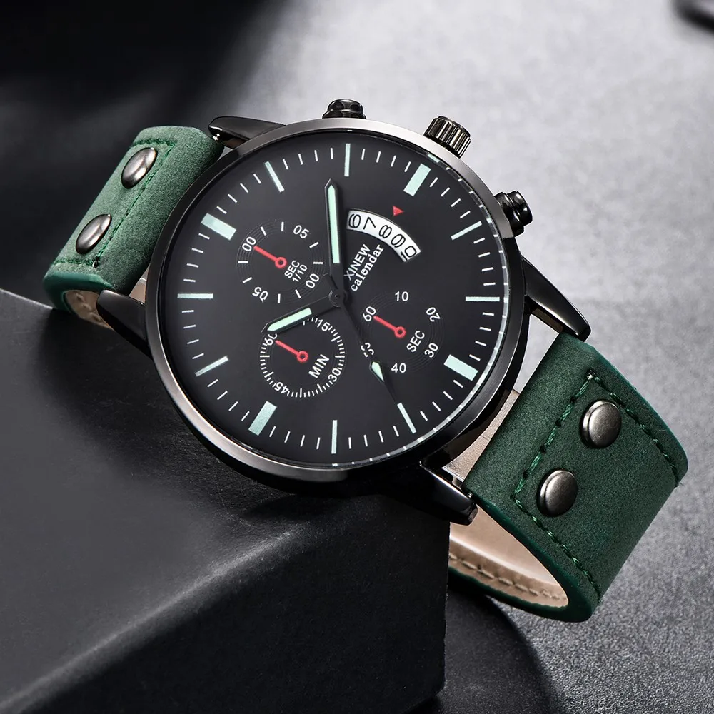2020 часы мужские роскошные модные спортивные нержавеющая сталь Чехол кожаный