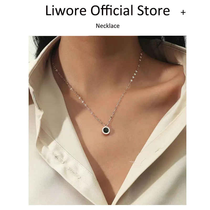 

Liwore Fashion Round Rose Gold Necklace Women Neck Chain Noble Zircon Crystal Necklace Lady Pendant Necklace Jewelry