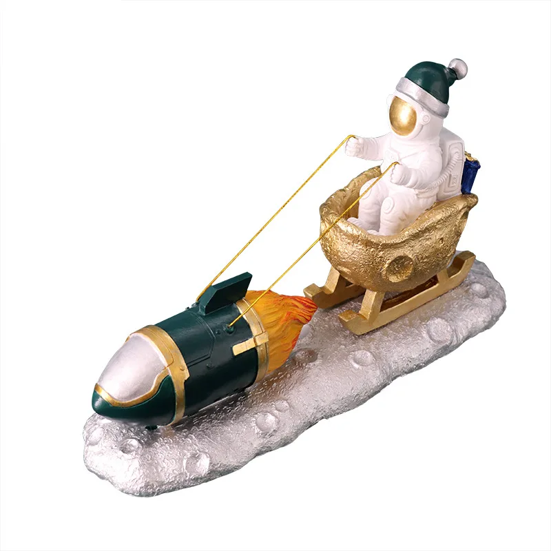 

European-style Creative Astronaut Sleigh Christmas Resin Ornaments Bedroom Desktop Handicraft Furnishings Home Craft Decor