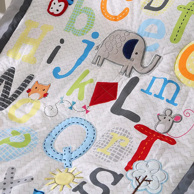 7PCS Baby bedding set English alphabet bumper crib Crib Protect kit de berço(4bumper+duvet+bed cover+bed skirt) | Мать и ребенок
