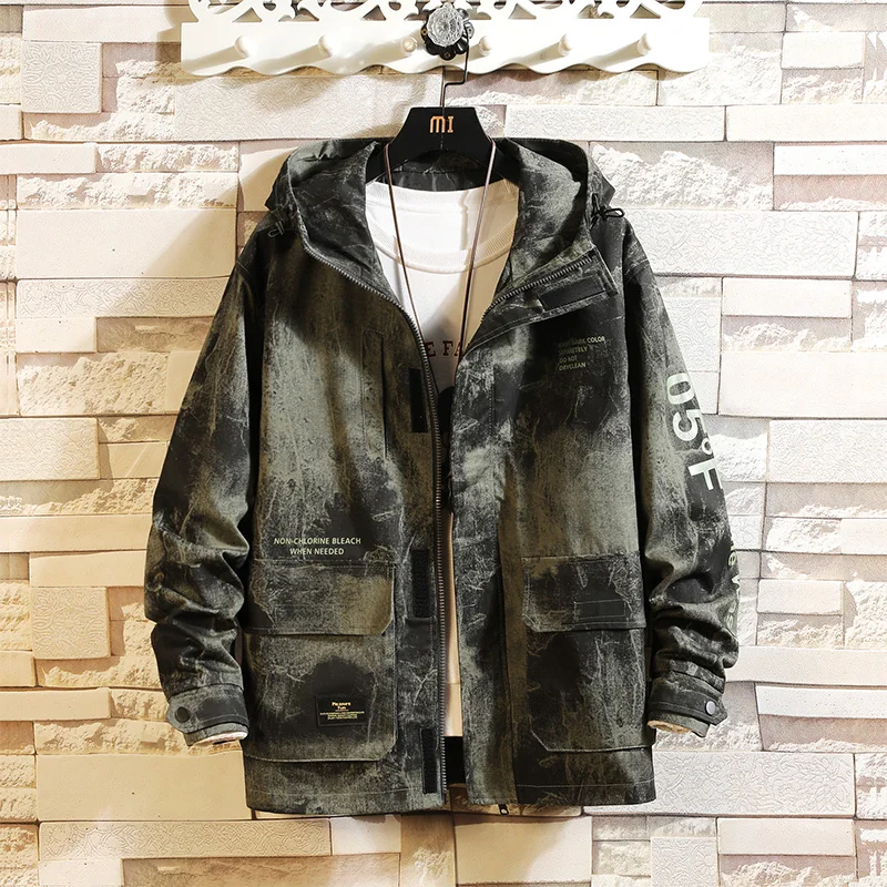 Куртка Onnestun Мужская камуфляжная с капюшоном ветровка в стиле хип-хоп стиль