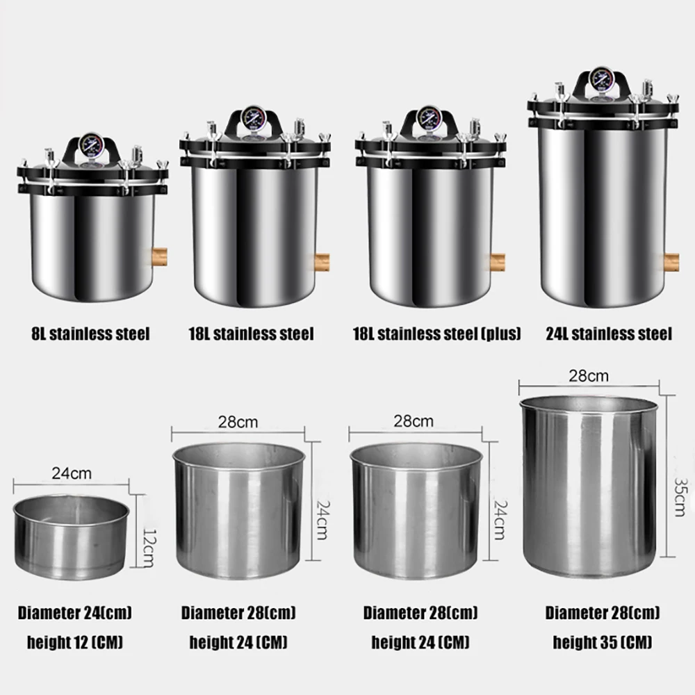 18л Портативный стерилизатор высокого давления из нержавеющей стали паровой пар