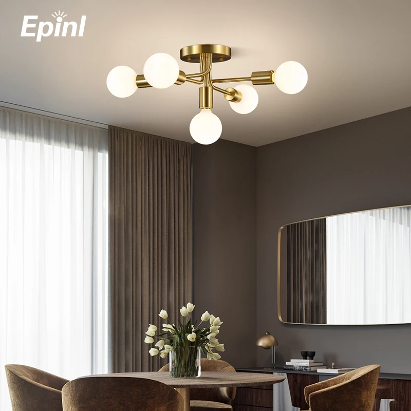 Nordic Modern Restaurant Ceiling Lamp Copper Design Bedroom Living Room Creative Light Kitchen Home Decor Fixture | Лампы и освещение
