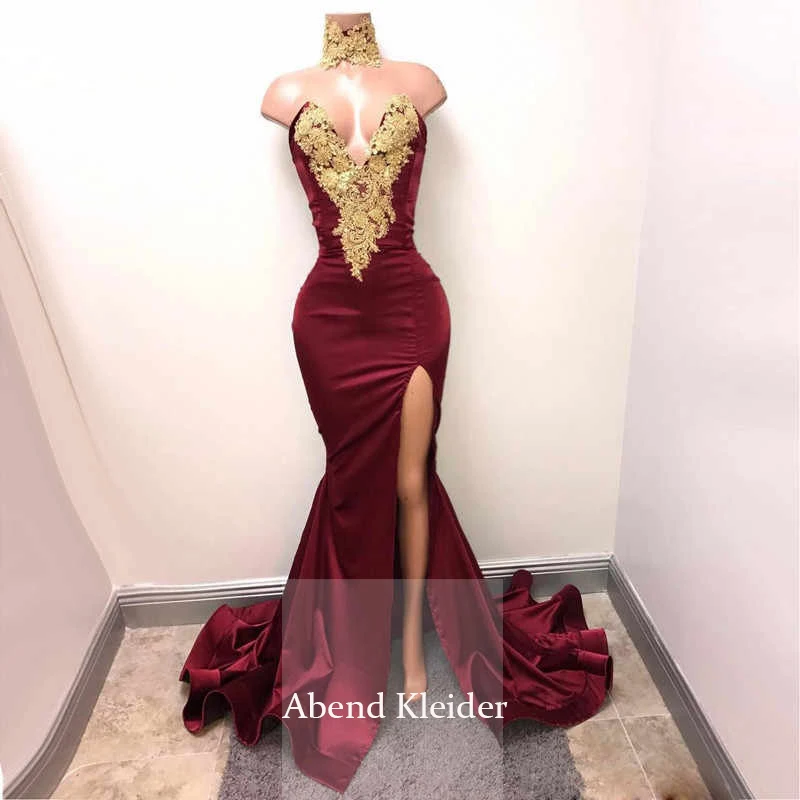 Длинное бордовое атласное платье русалки для выпускного вечера 2020 Формальные