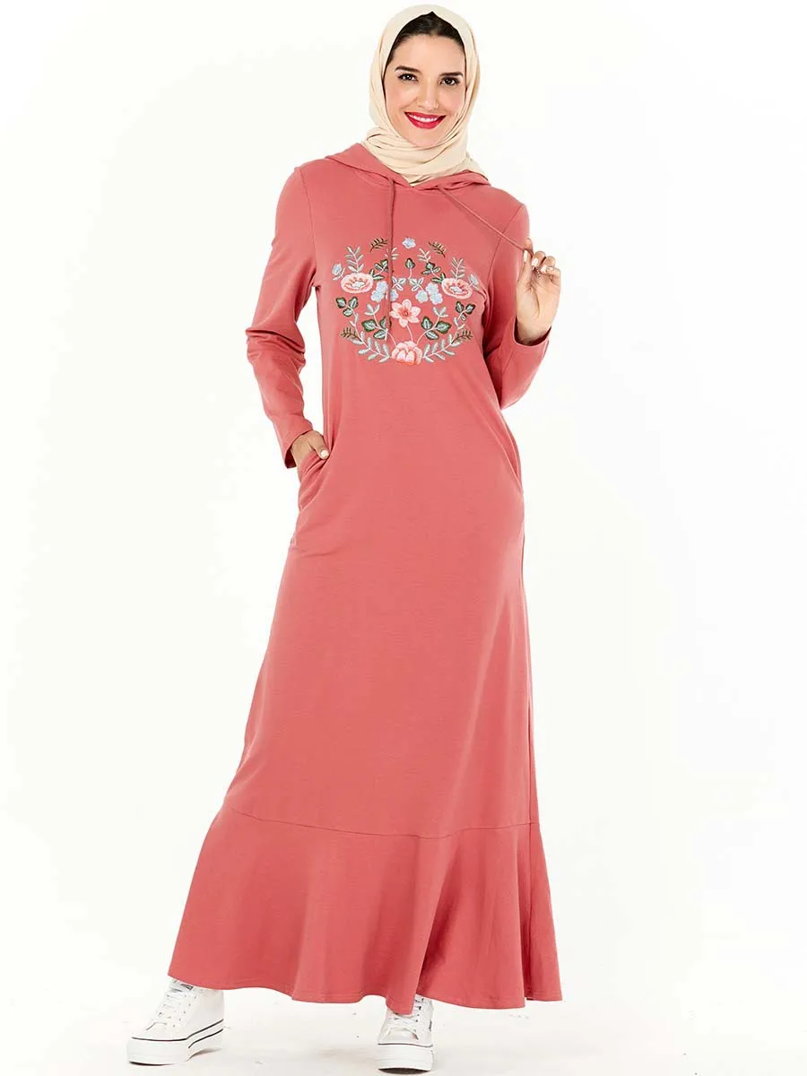 Розовая Абая для женщин мусульманское платье с капюшоном Дубай турецкий Турция