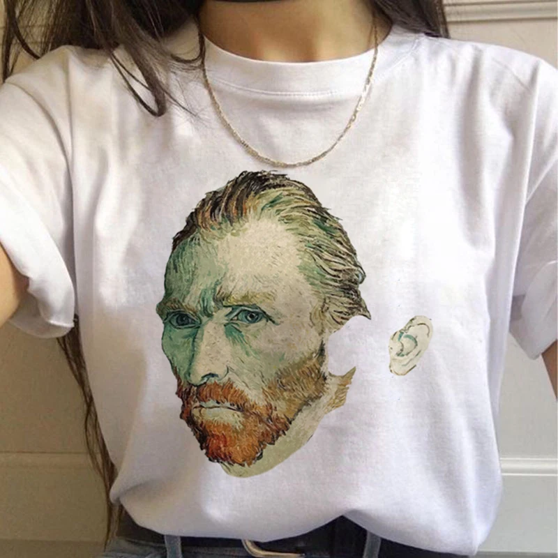 Vincent Van Gogh Harajuku эстетические футболки Женская масляная живопись Ullzang забавная футболка 90s Винтажная футболка модные футболки женские - Цвет: 7444