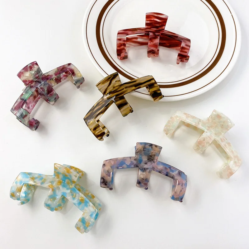 

Новинка 2021, ацетатная простыня в Корейском стиле, большая M-образная леопардовая расцветка, Геометрическая искусственная голова, женская шп...