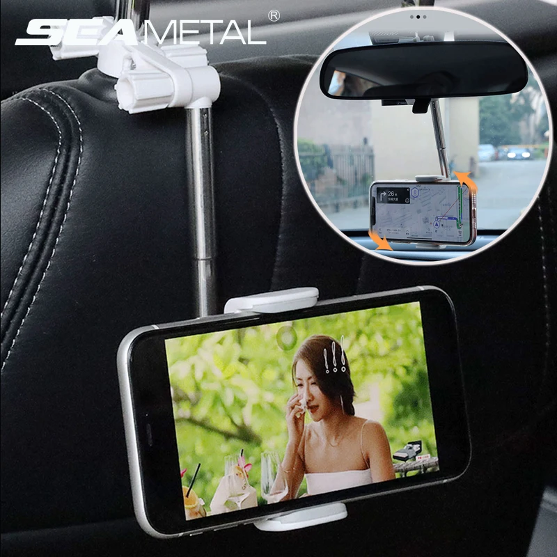 

Adjustable Car Back Seat Phone Holder Stand Car Rearview Mirror Mount Phone Holder For iPhone 12 GPS Seat Smartphone Support