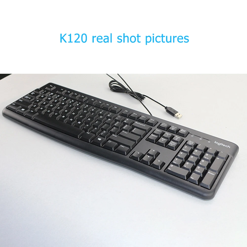 Ультратонкая Проводная клавиатура Logitech K120 104 клавиш настольный ПК компьютер