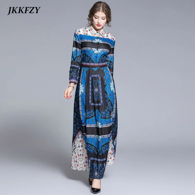 Женское платье с длинным рукавом модельное дизайнерское синее большого размера