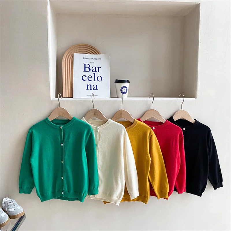 Осень 2021 новинка модные кардиганы для мальчиков карамельных цветов свитера
