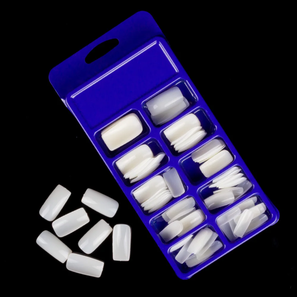 500 шт./упак. длинные квадратные накладные ногти с полным покрытием 10 размеров