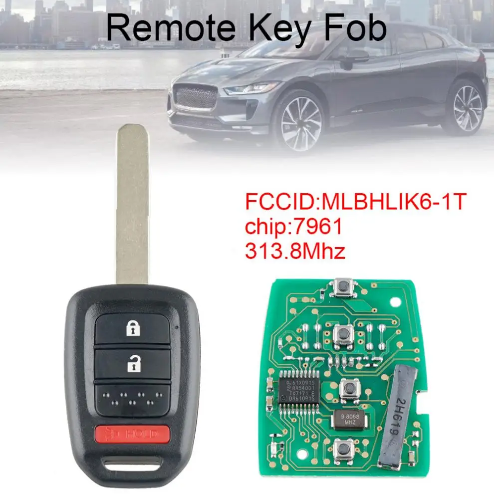 313 8 МГц 2 + 1 кнопочный ключ для входа Fob Uncut Автомобильный Дистанционный с чипом