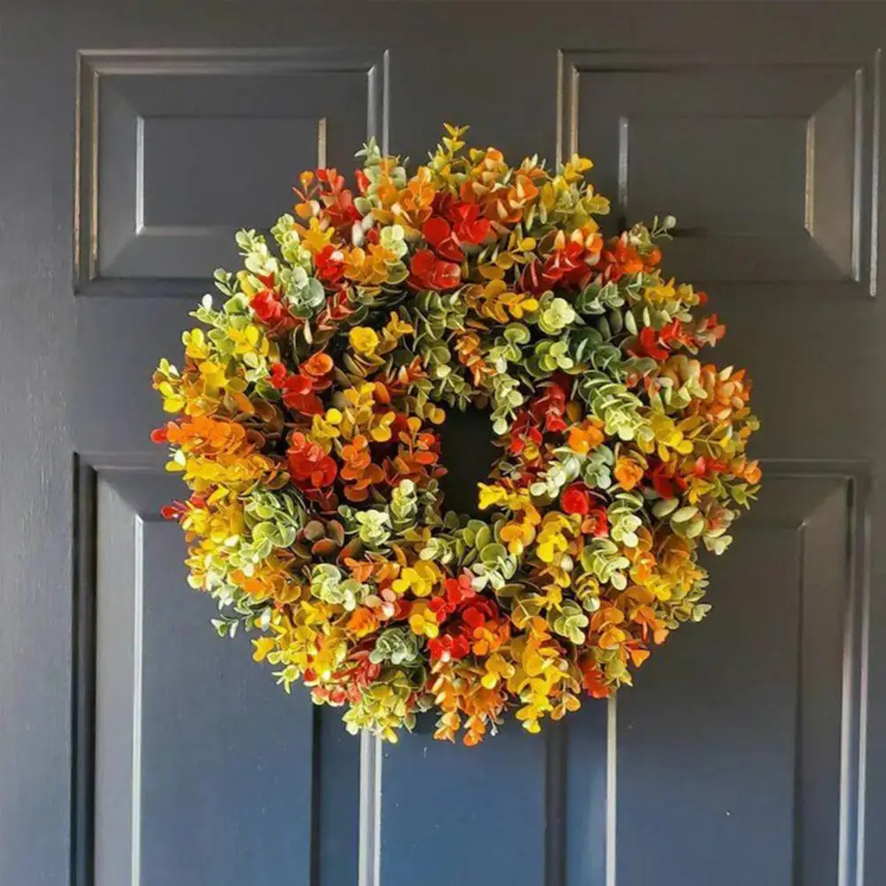 

Artificial Fall Eucalyptus Farmhouse Wreaths Colorful Imitative Plastic Fine Fake Leaves Door Ornaments Photography Props 2021