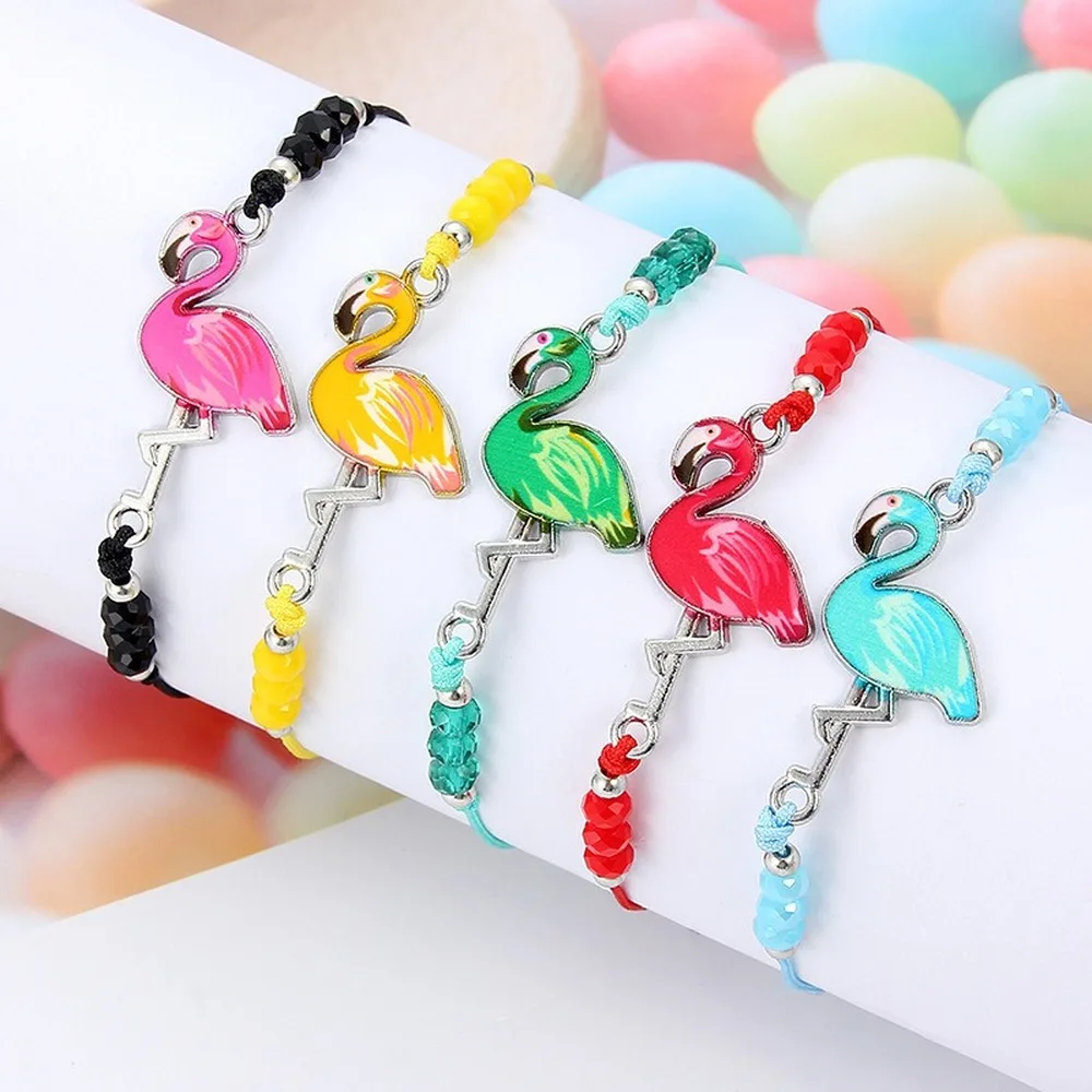 

Lucky Bracelet Alloy Dripping Flamingo Colorful Hand-woven 12 Kit Bracelet DIY Jewelry Accessories