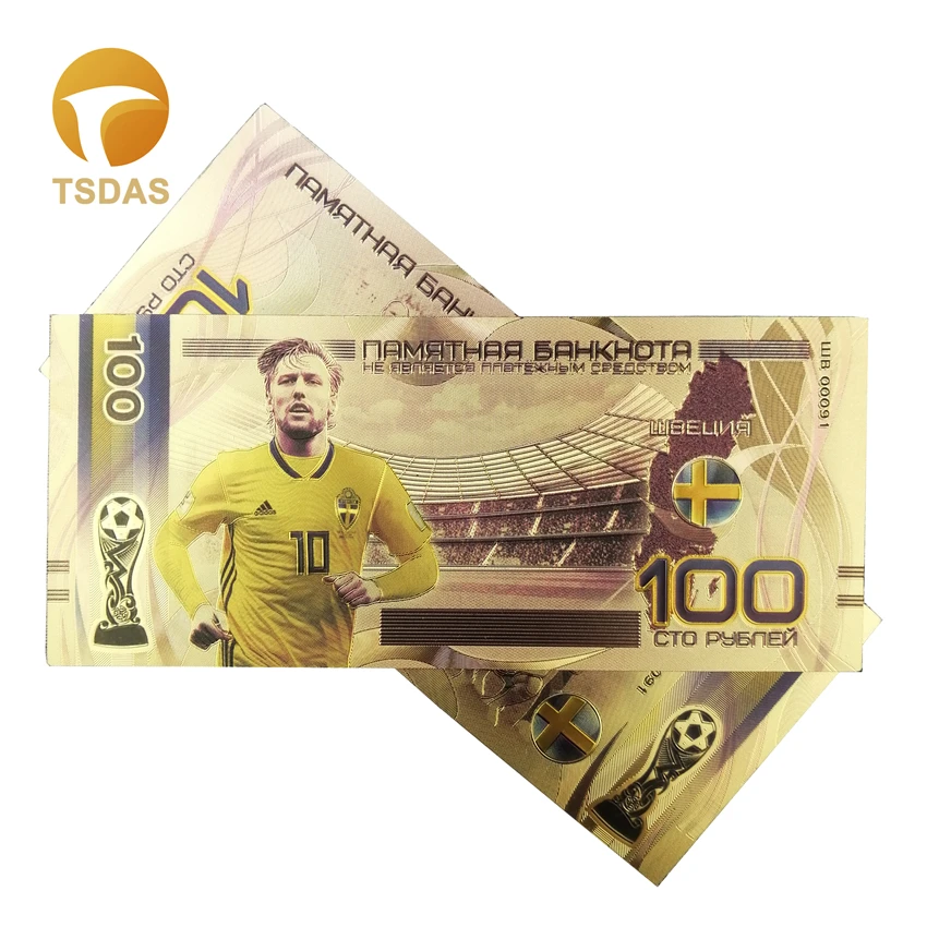 10pcs/lot Nice Color Russian Banknotes 100 Roubles Gold Banknote In 24k Plated for Collection | Дом и сад