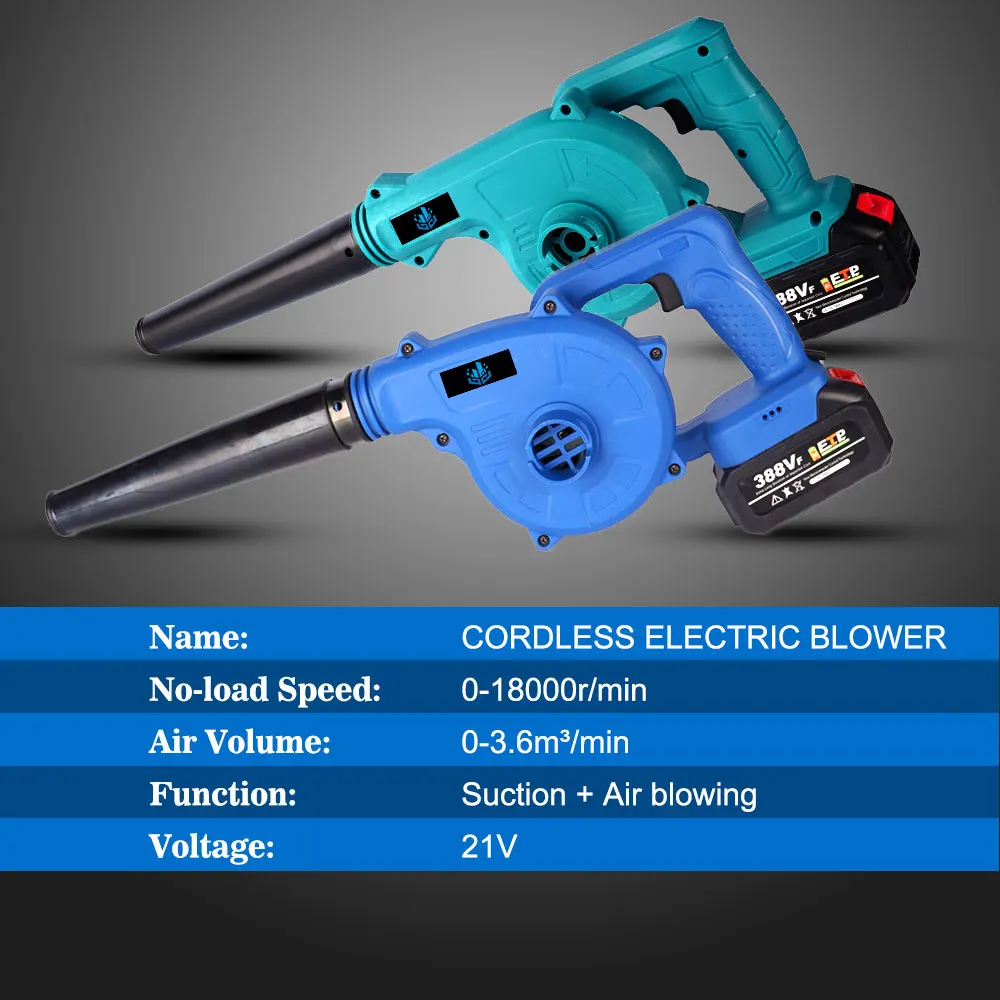 

21V Electric Air Blower Suction and Blow 2-in-1 Handheld Home Dust Collector/Blowing Leaf Power Blower for Makita 18V Battery