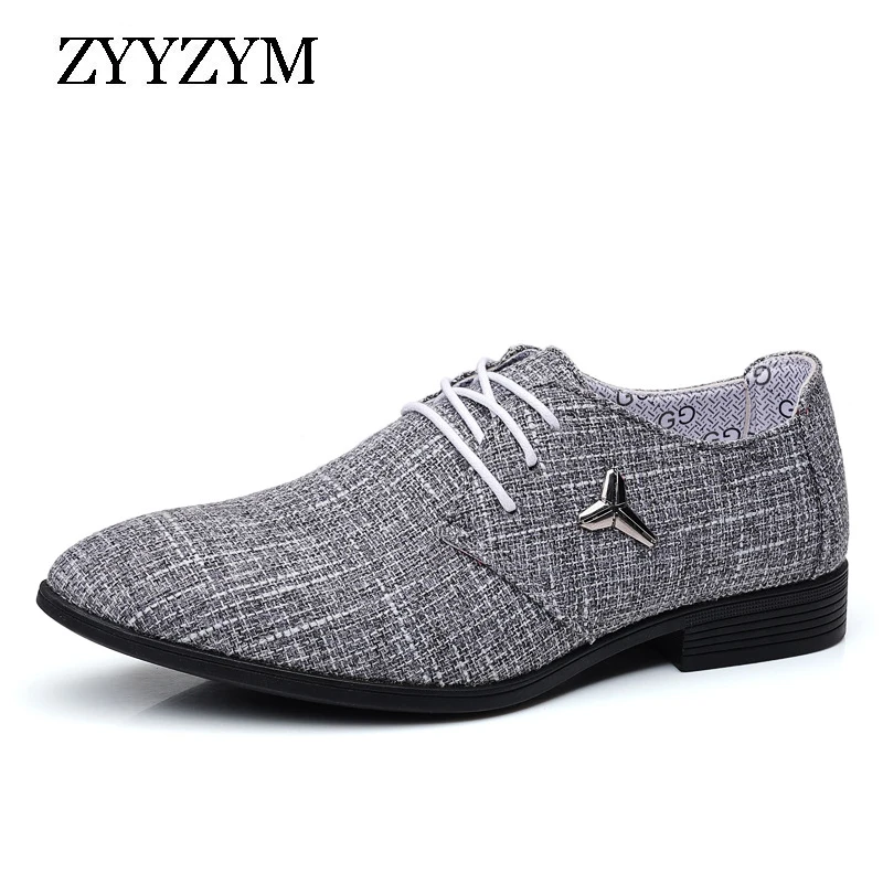 

Men's Casual Business Shoes Breathable Pointed Linen Formal Men Shoes Large Size #9907