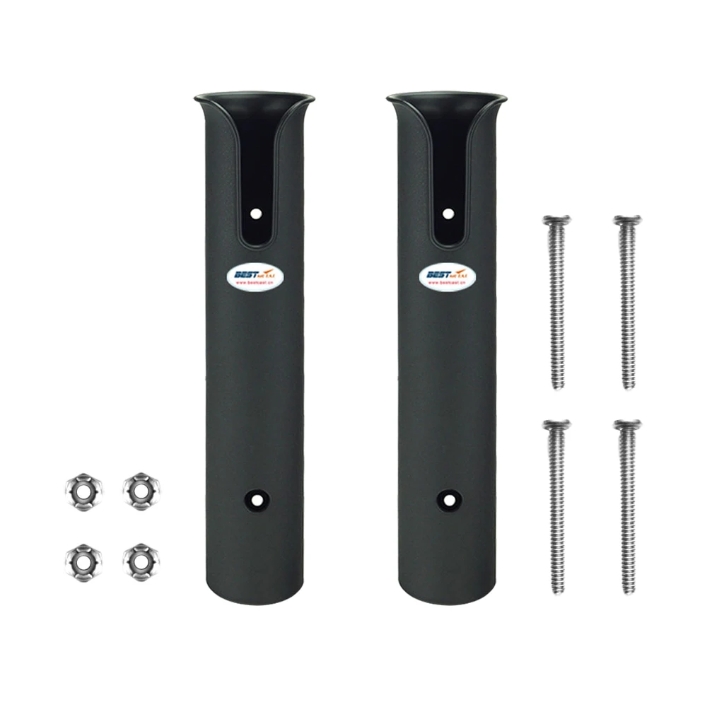 

2 Pole Fishing Rod Holder Tube, Black, Side-Mount with Screws for Boat, Kayak