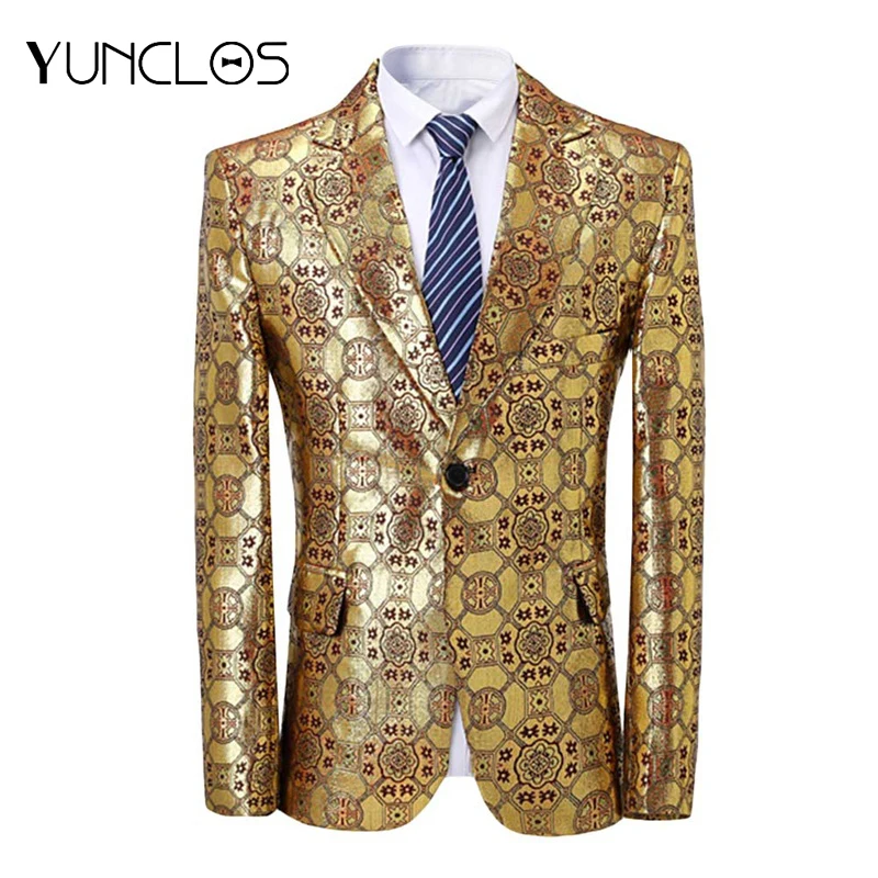 

Мужской Блейзер yunвода, золотисто-красный, приталенный, для свадьбы, вечеринки, куртки для вечеринок