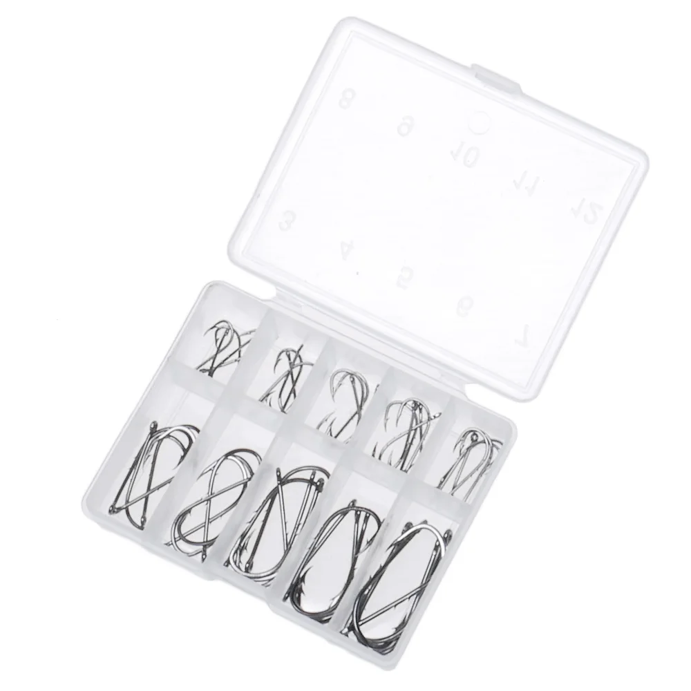 

50pcs/Box Fishing Hook Sharpened Treble Hook Assorted Size Fishhook Tackle New