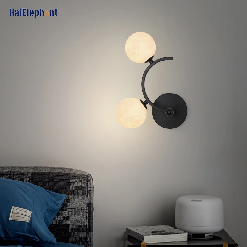 Креативные Настенные светильники с Луной и красочными шариками для гостиной
