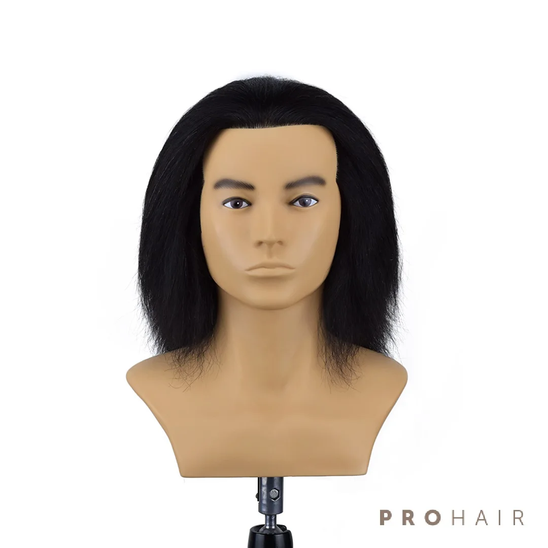 Mannequin-Head with shoulder  20CM  Black  Yak Hair Competition Mannequin Head Mannequin Doll Head wig head  for styling