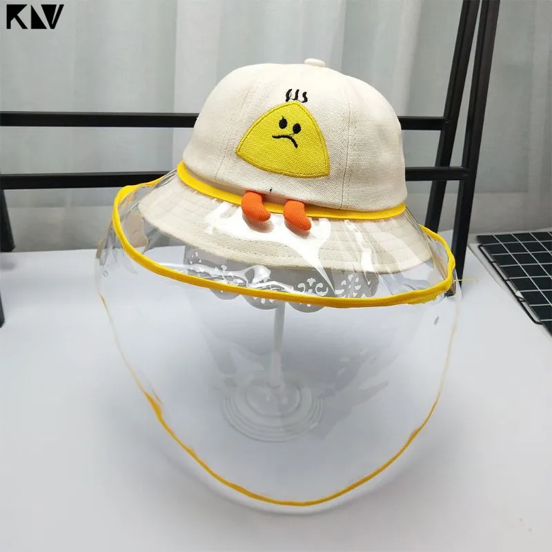 

Outdoor Kids Cartoon Fisherman Cap with Removable Protective Face Shield Anti-Saliva Windproof Dustproof Hat for 1-4 Years Old