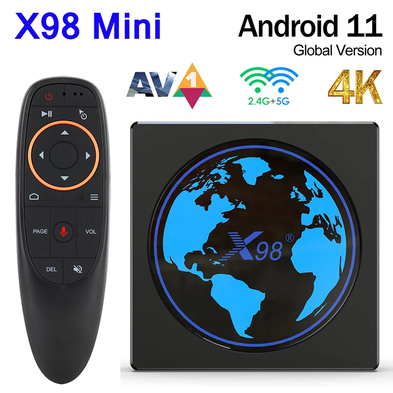 

X98 MINI Android 11 Amlogic S905W2 Quad Core Smart TV Box 4GB 64GB 32GB 2.4G 5G Wifi 100M 4K Media Player X98Mini 2G 16G TVBOX