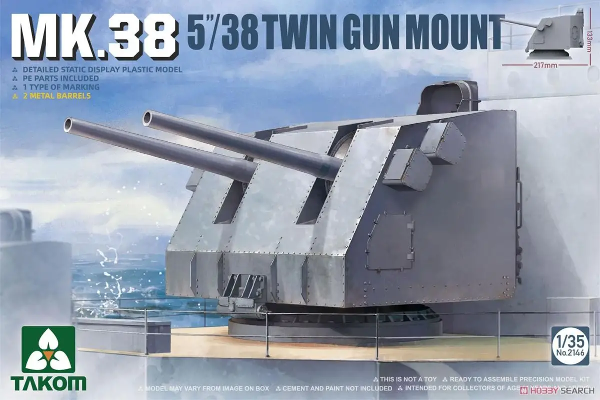 

Takom 2146 1/35 U.S.Navy MK.38 5`/38 Twin Gun Mount w/Metal Barrels Model Kit