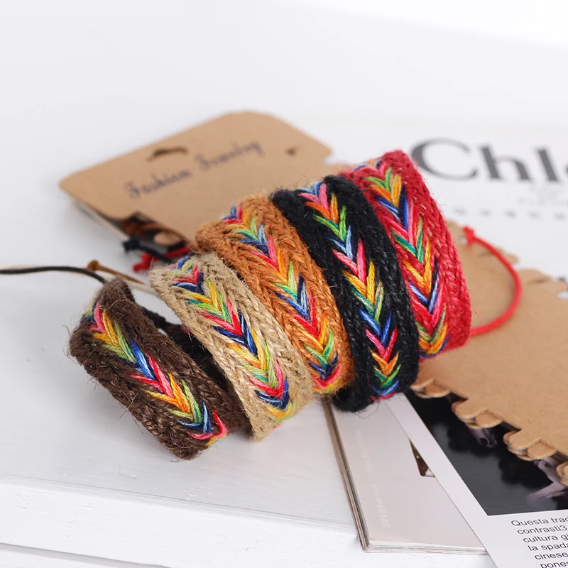 ИмэйСон Модные многослойные браслеты из канатов и гемпа разноцветные на запястье для мужчин, подарки на день рождения.