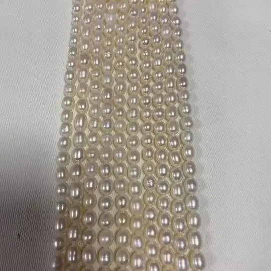Пресноводные жемчужные пряди в форме риса 6-7 мм по заводской цене оптом |