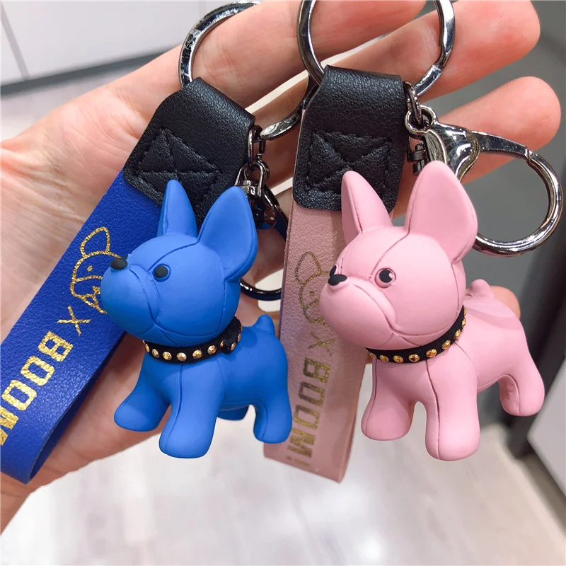 French Bulldog Keychain Resin Animal Dog Keyring Holder Bag Charm Trinket Car Key Ring Chain Couple Pendant Jewelry | Украшения и