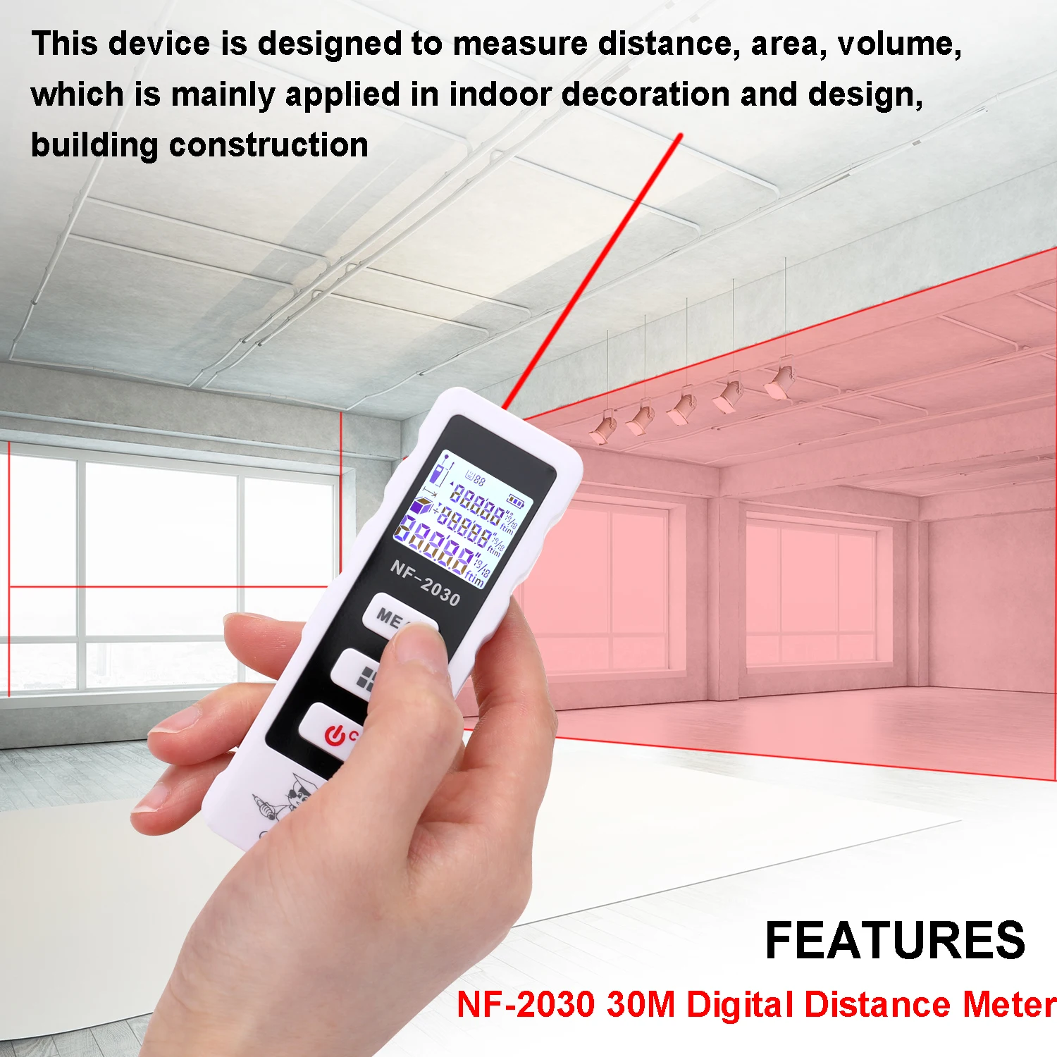 Портативный цифровой лазерный дальномер с подсветкой 30 м 4 режима|Лазерные