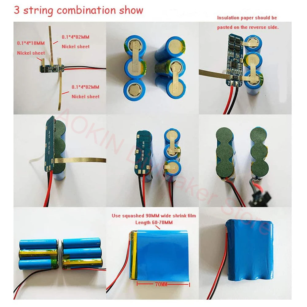 3S 10A 12V Lithium Battery Charger Protection Board Module for 3pcs 18650 Li-ion Battery Cell Charging BMS 10.8V 11.1V 12.6V