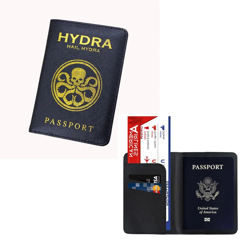 Wakanda Держатель для паспорта Rfid Блокировка из искусственной кожи Asgard чехол для паспорта дорожный кошелек черные чехлы для паспорта - Цвет: HYDRA