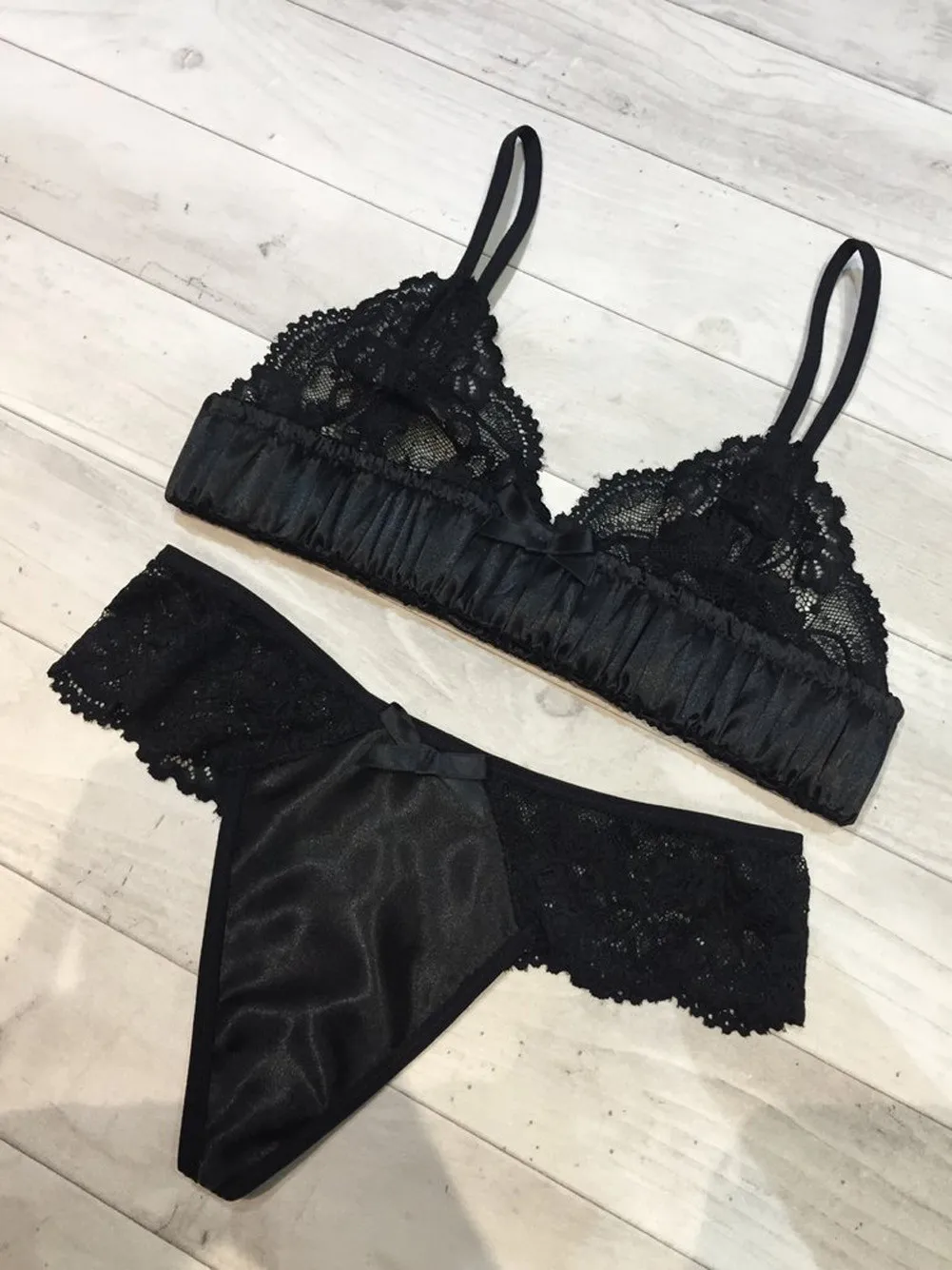 Женское нижнее белье из 2 предметов комплекты с цветочным бантом и бюстгальтером