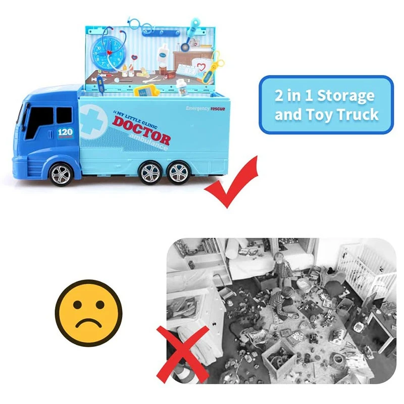 

21 Piece Rescue Vehicle Simulation Ambulance Truck Educational Truck Kids Toy Set Role Play Gift for Boys Girls Children