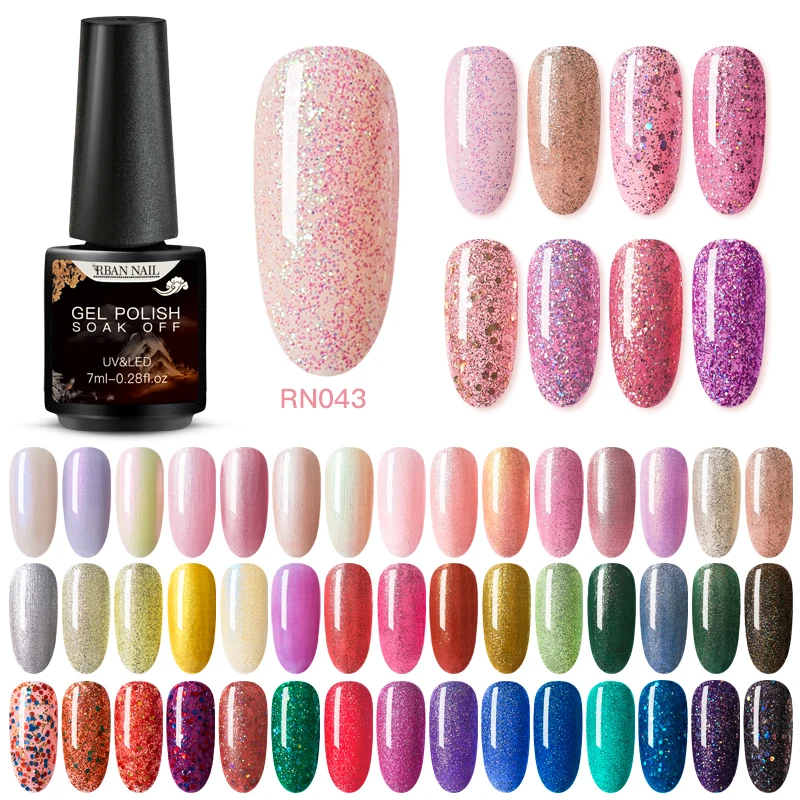 RBAN NAIL 7 мл УФ гель для ногтей голографический Блестящий розовый цвет серии