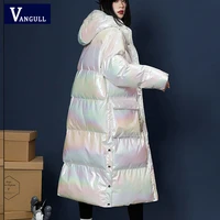 vangull fashion colorful long women parkas 2021 winter new thick outerwear warm hooded female jacket long sleeve ladies coats