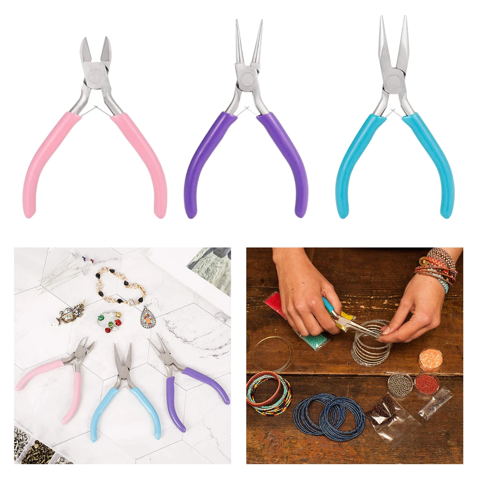 

Tricolor Tool Jewelry Pliers Tool Chain Nose Round Nose Plier Cutting Wire Pliers Making Craft Tool DIY Jewelry Making