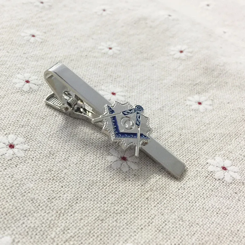 

100pcs Masonic Blue Lodge Custom Made Sunburst Tie Bar Clips for the Freemason Enamel Square and Compass with G Silver Color
